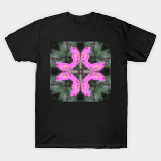 Zinnia Flower Butterfly Kaleidoscope Pattern (Seamless) 7 T-Shirt